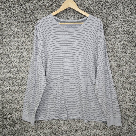 Eddie Bauer‎ Shirt Mens 2XL Gray Striped Crew Neck Legendwash Cotton Casual - Picture 1 of 7